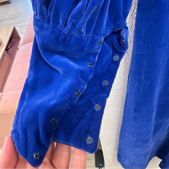 Vintage blue velvet romantic maxi dress - Picture 4 of 14